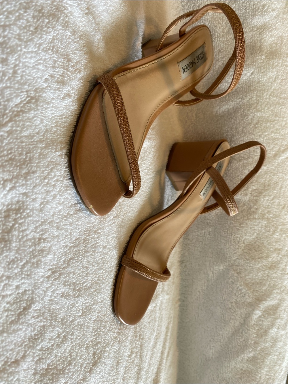 Steve Madden Cognac Strappy Block Heel Sandals